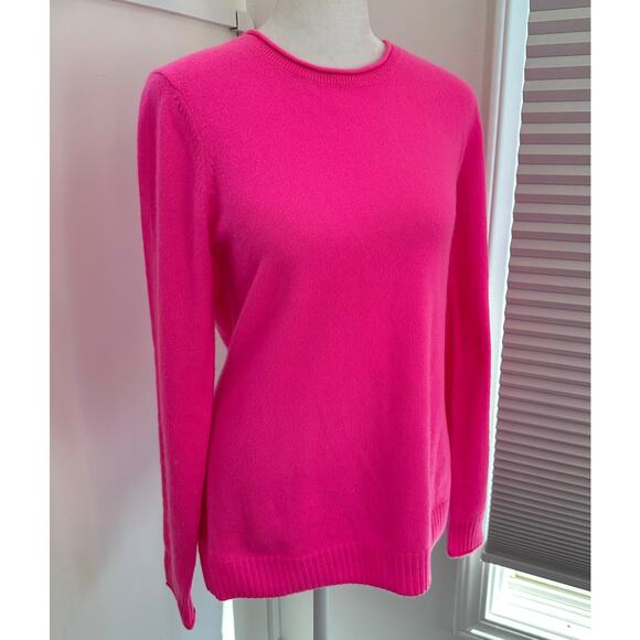 Talbots 100% Cashmere Small Hot Pink Crewneck Sweater Women's Long Sleeve Shirt - Picture 3 of 7